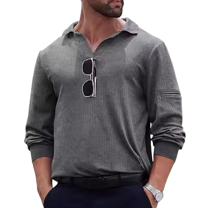 Men's Long-sleeved Casual Knitted POLO Shirt 57878401X sold by Manly
