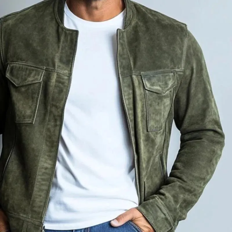 Men's Vintage Suede Crew Neck Baseball Jacket 75416296Y sold by Manly product image thumbnail 2