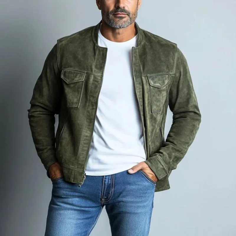 Men's Vintage Suede Crew Neck Baseball Jacket 75416296Y sold by Manly product image thumbnail 3