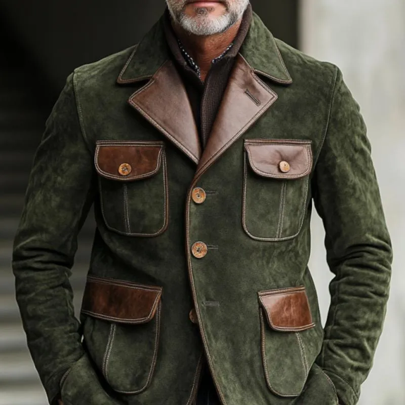 Men's Vintage Suede and Leather Multi-Pocket Single-Breasted Blazer 29769161Y sold by Manly product image thumbnail 2