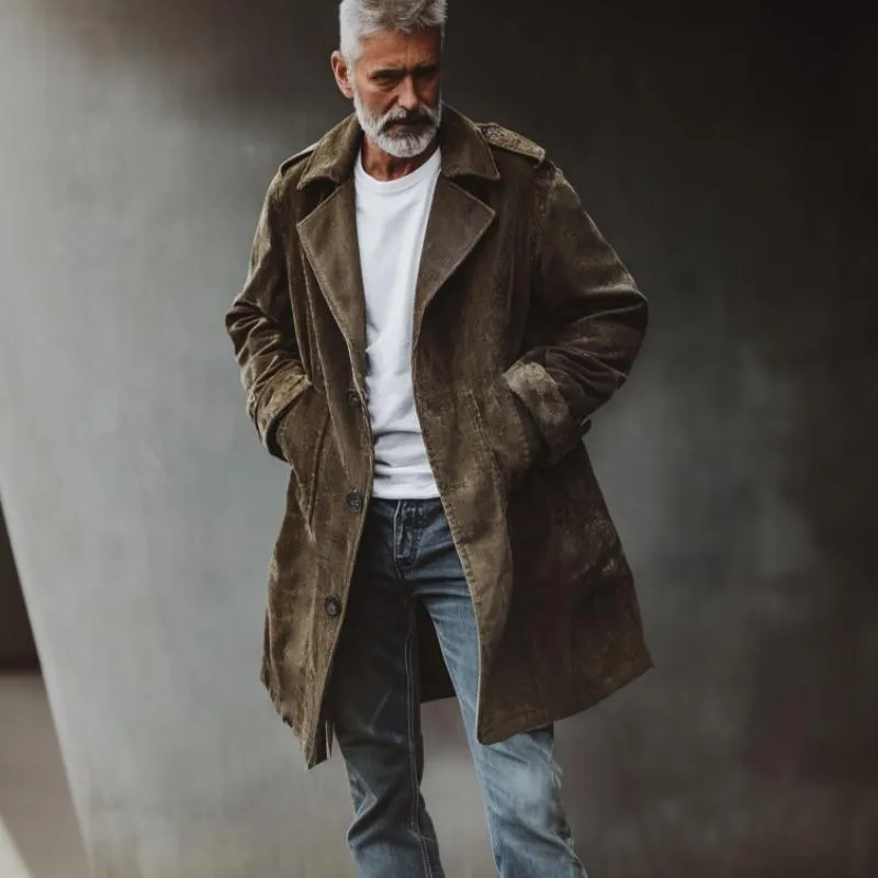 Men's Vintage Corduroy Lapel Mid-Length Trench Coat 18118107Y sold by Manly product image thumbnail 3