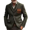 Men's Vintage Woolen Patchwork Leather Single-Breasted Blazer 82034271Y sold by Manly