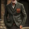 Men's Vintage Woolen Patchwork Leather Single-Breasted Blazer 82034271Y sold by Manly