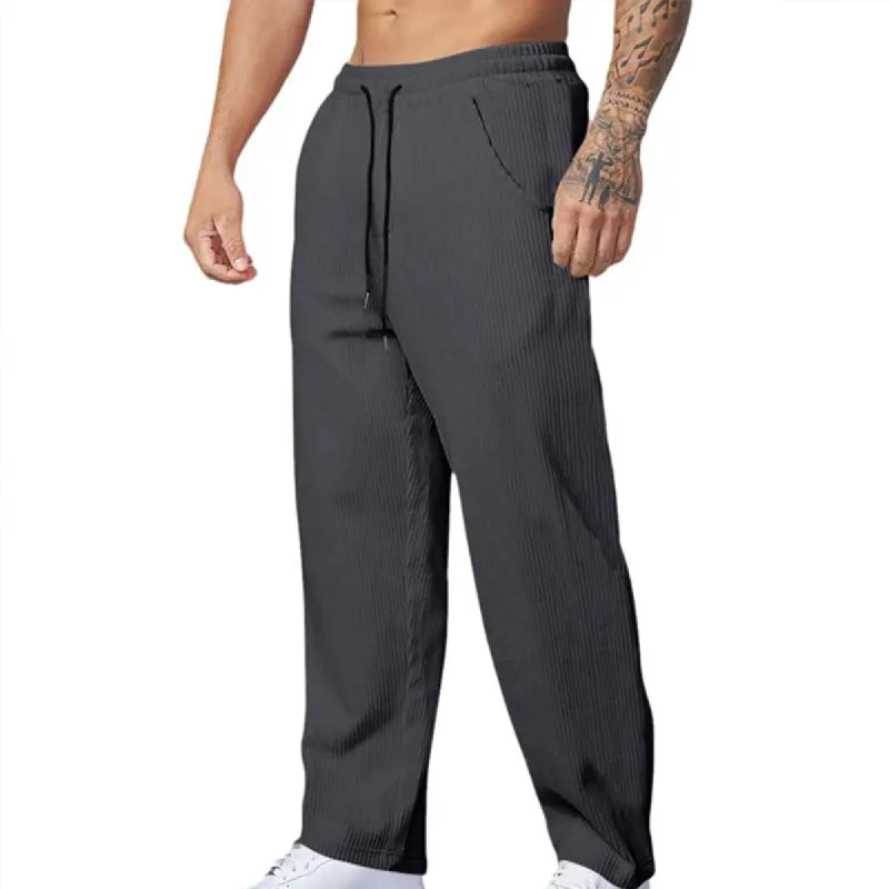 Men's Solid Color Corduroy Loose Casual Pants 61895601X sold by Manly