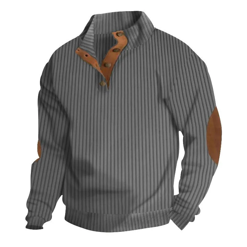 Men's Casual Stand Collar Long Sleeve Jacquard Striped Sweatshirt 73094402X sold by Manly product image thumbnail 3
