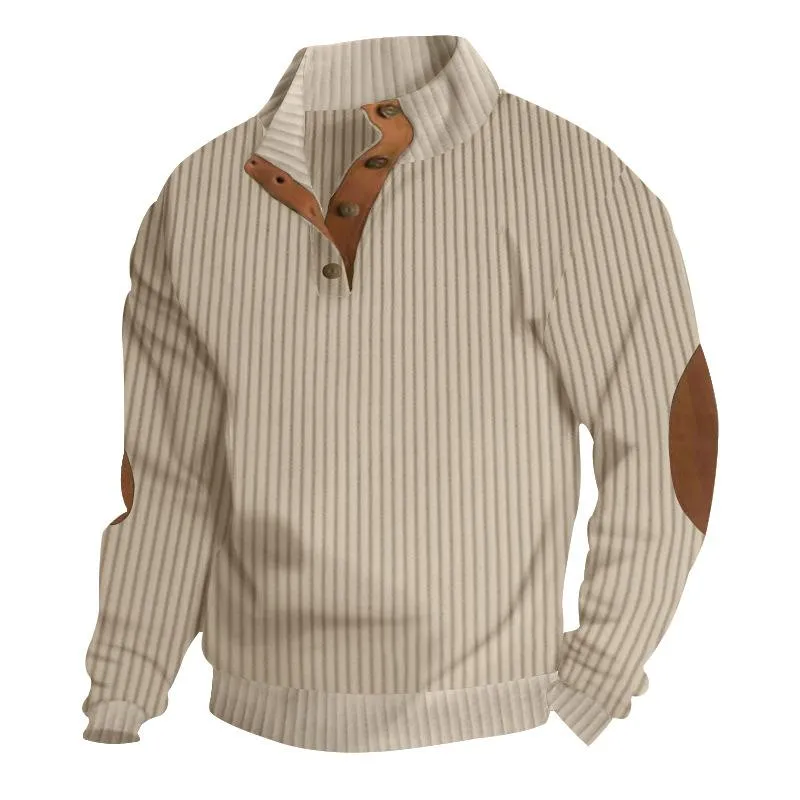Men's Casual Stand Collar Long Sleeve Jacquard Striped Sweatshirt 73094402X sold by Manly product image thumbnail 4