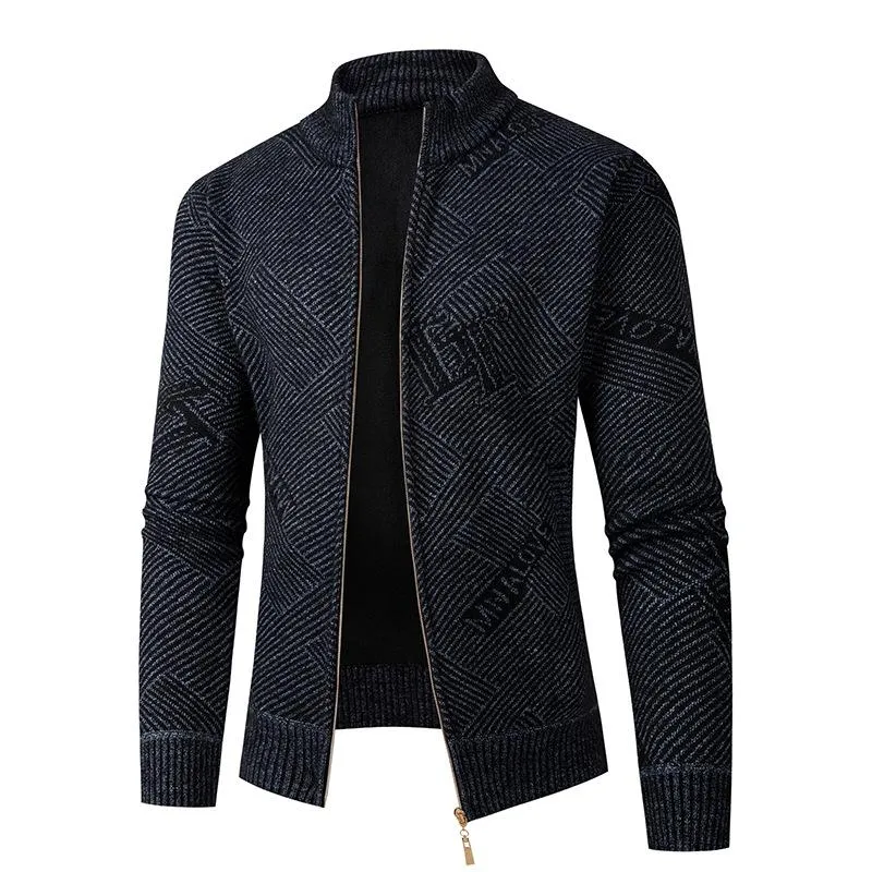 Men's Stand Collar Knit Zipper Cardigan Jacket 14404232X sold by Manly product image thumbnail 2