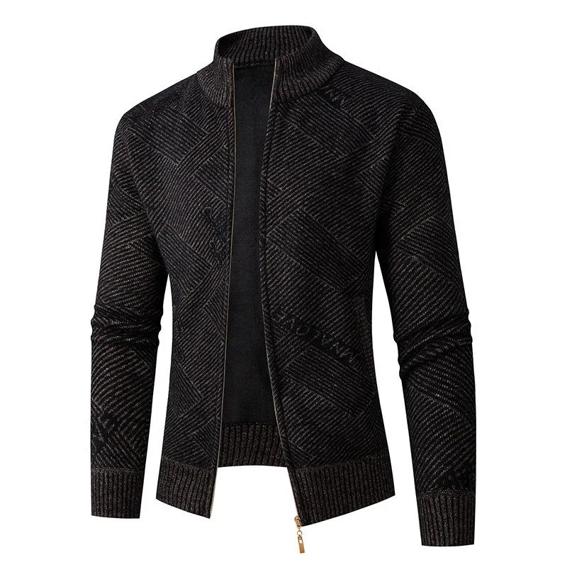 Men's Stand Collar Knit Zipper Cardigan Jacket 14404232X sold by Manly product image thumbnail 4