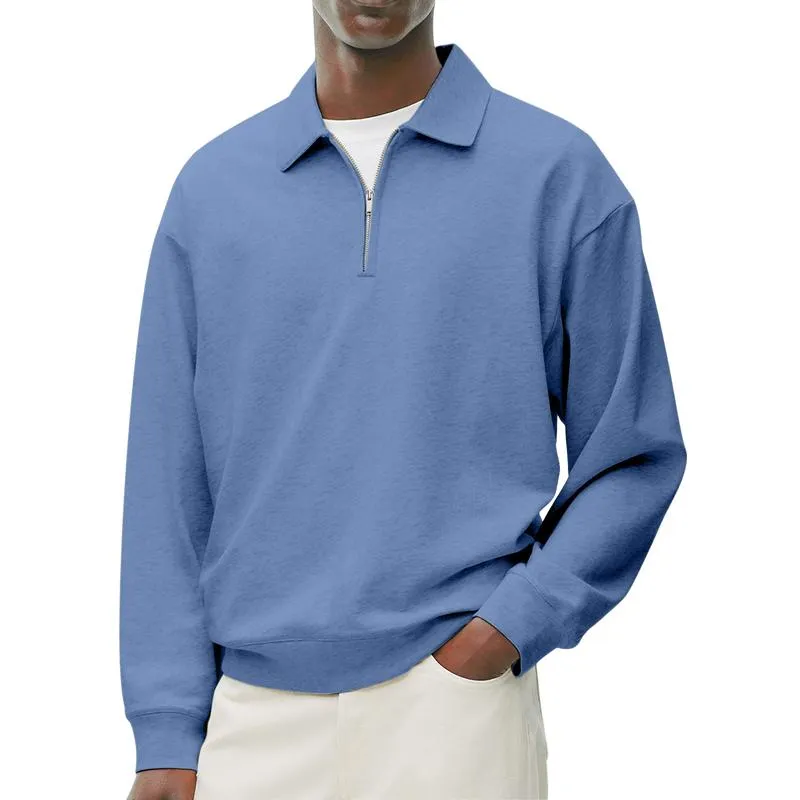 Men's Casual Cotton Blend Lapel Zipper Loose Long Sleeve Polo Shirt 03457928M sold by Manly product image thumbnail 2