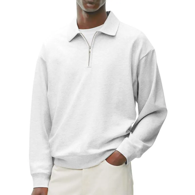 Men's Casual Cotton Blend Lapel Zipper Loose Long Sleeve Polo Shirt 03457928M sold by Manly product image thumbnail 5