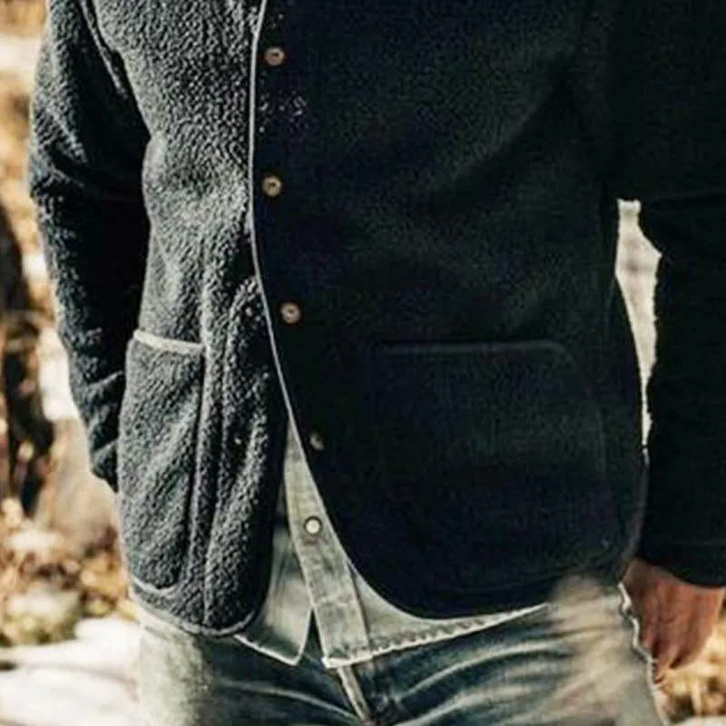 Men's Casual Solid Color Stand Collar Polar Fleece Jacket 50032711X sold by Manly product image thumbnail 2