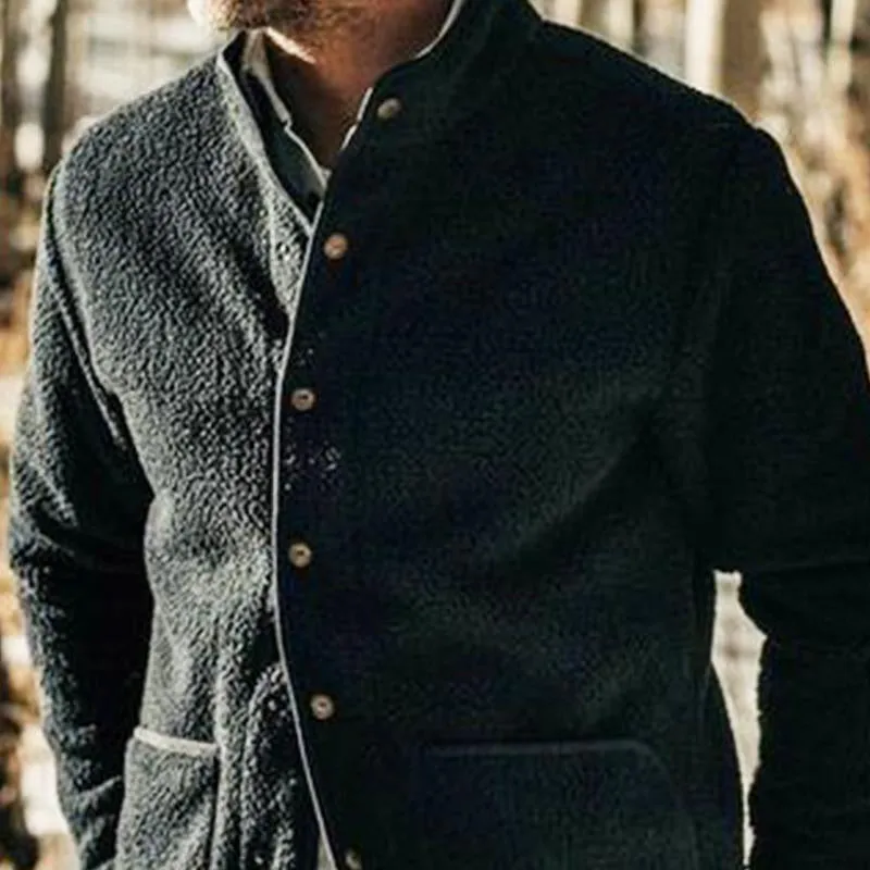 Men's Casual Solid Color Stand Collar Polar Fleece Jacket 50032711X sold by Manly product image thumbnail 3