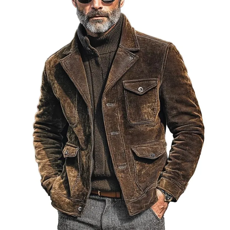 Men's Vintage Corduroy Lapel Single Breasted Jacket 78777373X sold by Manly