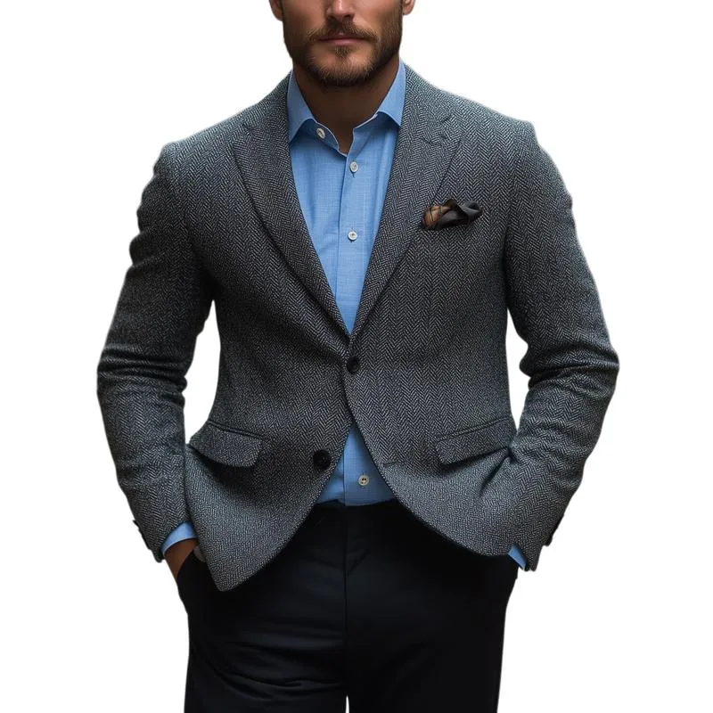 Men's Vintage Herringbone Notch Lapel Single Breasted Slim Fit Blazer 03148975M sold by Manly product image thumbnail 2