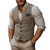 Men's Vintage Herringbone V-neck Single-breasted Slim Fit Suit Vest 60083563M sold by Manly