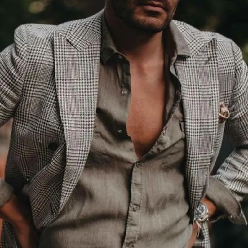 Men's Casual Check Notch Lapel Single-breasted Blazer 29441982M sold by Manly product image thumbnail 3