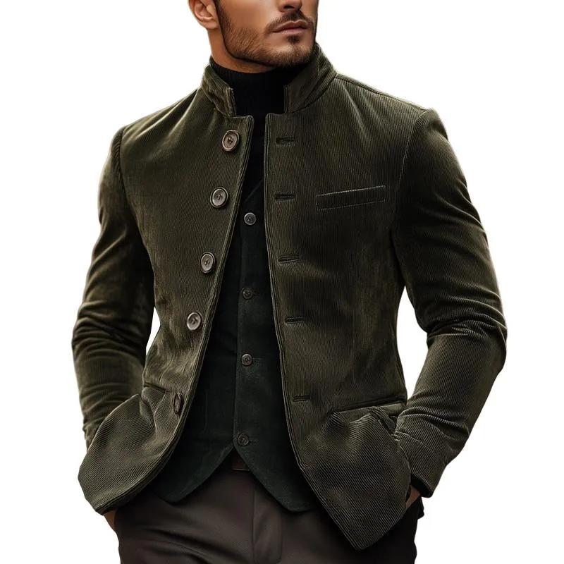 Men's Vintage Corduroy Stand Collar Single Breasted Slim Fit Blazer 57234086M sold by Manly