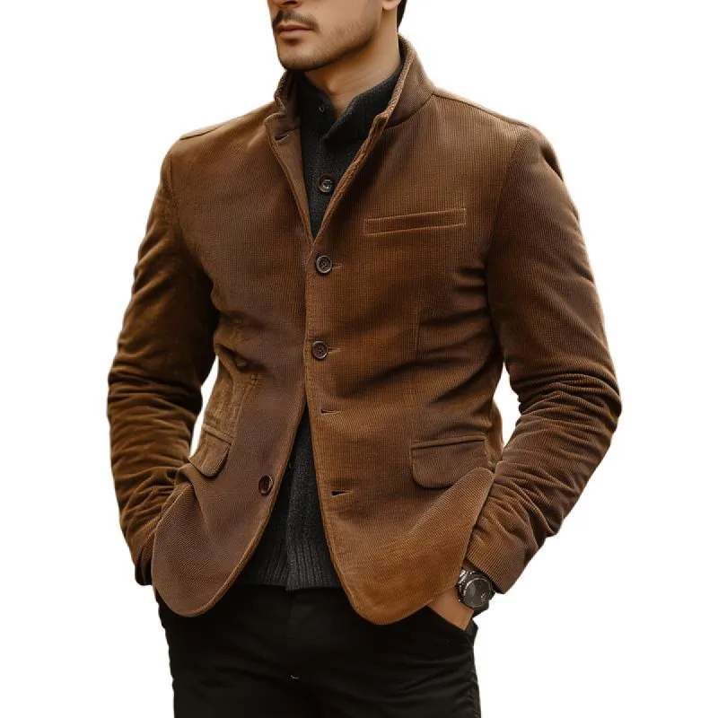 Men's Vintage Corduroy Stand Collar Single Breasted Slim Fit Blazer 49788846M sold by Manly