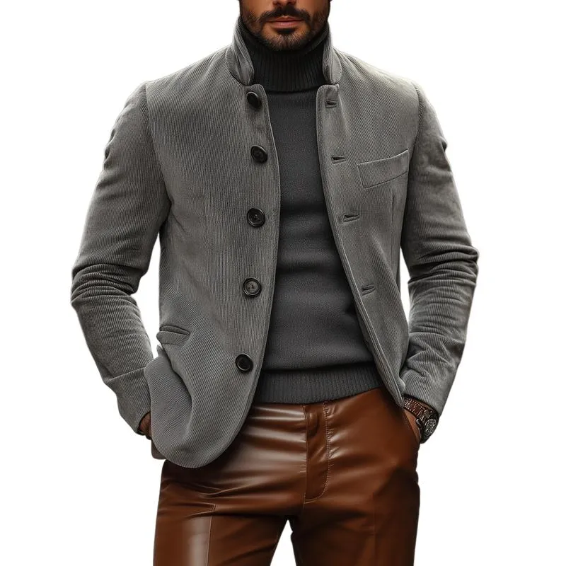 Men's Vintage Corduroy Stand Collar Single Breasted Slim Fit Blazer 16899077M sold by Manly
