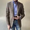 Men's Fashion Checked Notch Lapel Two Buttons Casual Blazer 34627173Z sold by Manly