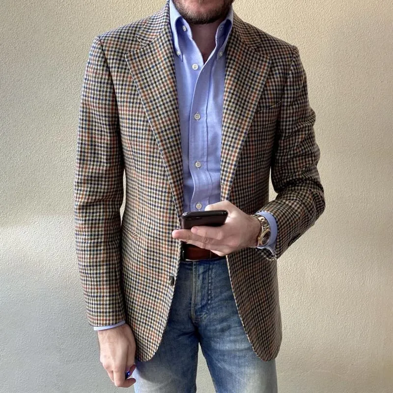 Men's Fashion Checked Notch Lapel Two Buttons Casual Blazer 34627173Z sold by Manly product image thumbnail 2