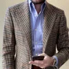Men's Fashion Checked Notch Lapel Two Buttons Casual Blazer 34627173Z sold by Manly