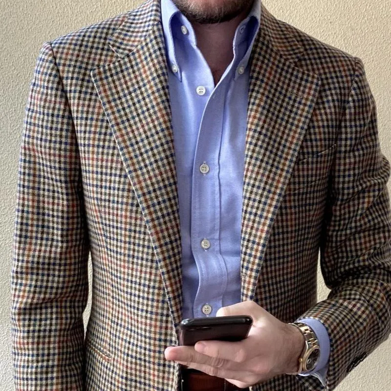 Men's Fashion Checked Notch Lapel Two Buttons Casual Blazer 34627173Z sold by Manly product image thumbnail 3