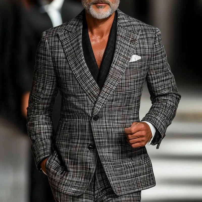 Men's Fashion Checked Peak Lapel Two Buttons Casual Blazer 71903759Z sold by Manly product image thumbnail 2