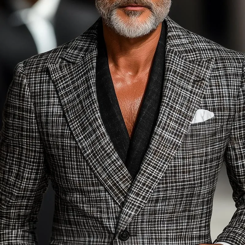 Men's Fashion Checked Peak Lapel Two Buttons Casual Blazer 71903759Z sold by Manly product image thumbnail 3