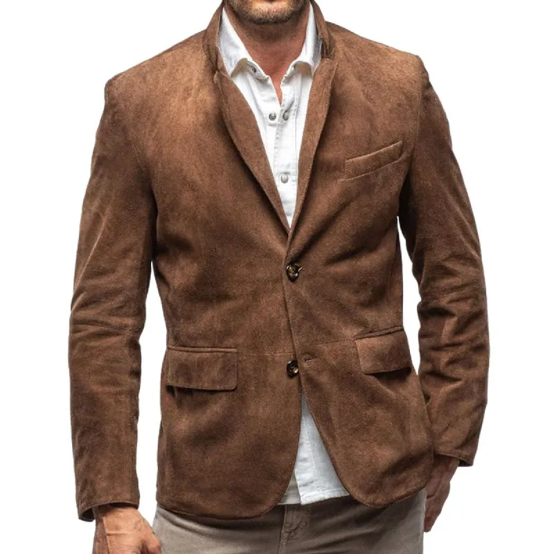Men's Vintage Suede Notch Lapel Multi-pocket Single Breasted Blazer 22773773Z sold by Manly