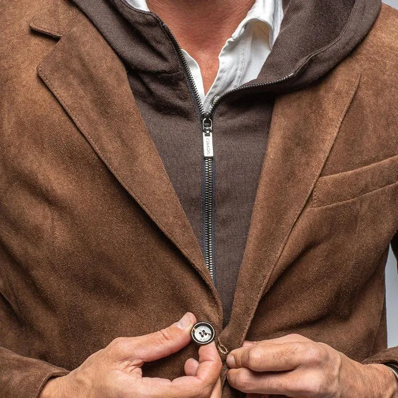 Men's Vintage Suede Notch Lapel Multi-pocket Single Breasted Blazer 22773773Z sold by Manly product image thumbnail 5