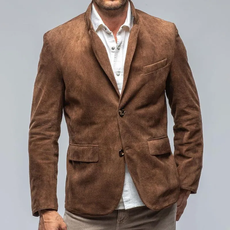 Men's Vintage Suede Notch Lapel Multi-pocket Single Breasted Blazer 22773773Z sold by Manly product image thumbnail 2