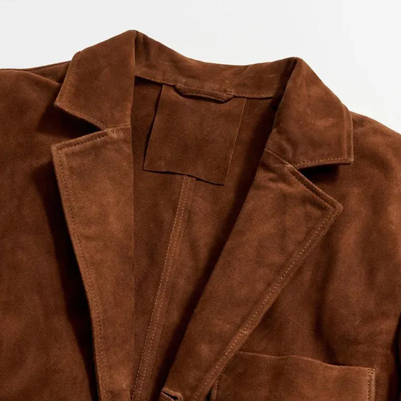 Men's Vintage Suede Notch Lapel Multi-pocket Single Breasted Blazer 44246074Z sold by Manly product image thumbnail 5