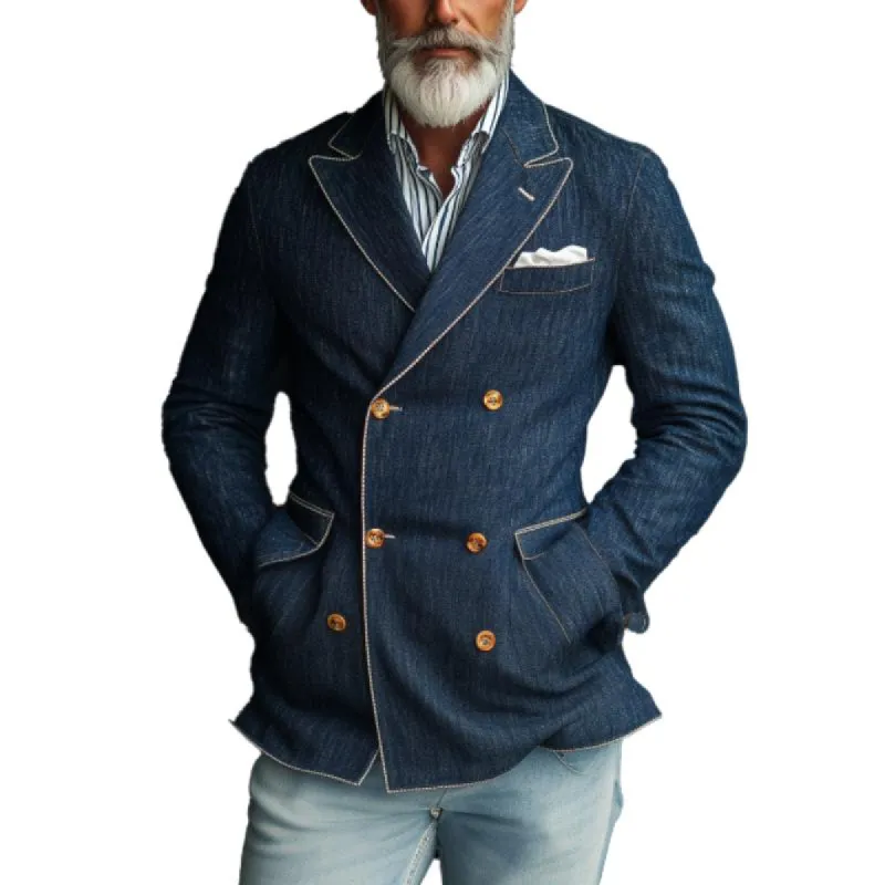 Men's Vintage Denim Double Breasted Blazer 00744331Y sold by Manly