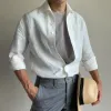 Men's Solid Color Lapel Long Sleeve Shirt 49527186Y sold by Manly