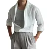 Men's Solid Color Lapel Long Sleeve Shirt 49527186Y sold by Manly