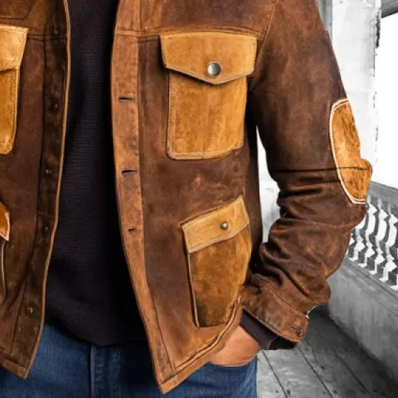 Men's Suede Patchwork Multi-Pocket Jacket 30435816Y sold by Manly product image thumbnail 2