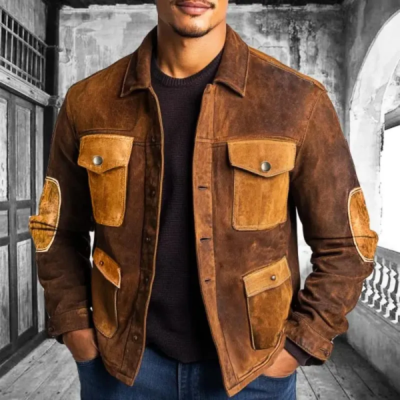 Men's Suede Patchwork Multi-Pocket Jacket 30435816Y sold by Manly product image thumbnail 3