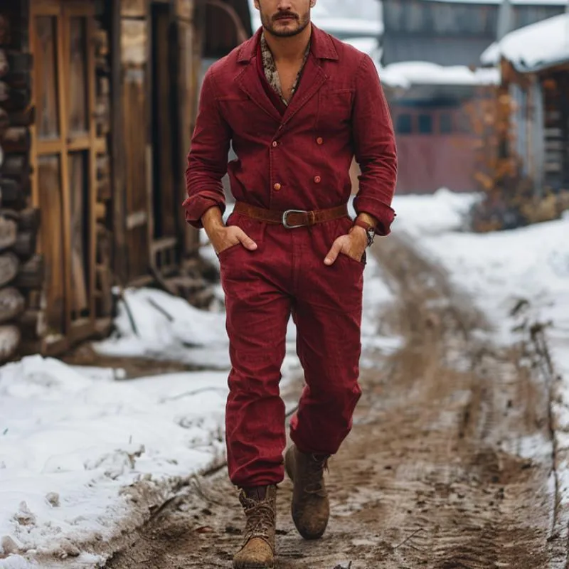 Men's Vintage Double Breasted Lapel Cargo Overalls 37873872Y sold by Manly product image thumbnail 3