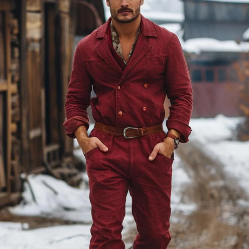 Men's Vintage Double Breasted Lapel Cargo Overalls 37873872Y sold by Manly product image thumbnail 2