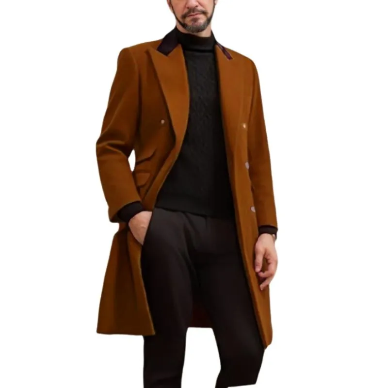 Men's Colorblock Wool Lapel Coat 97564168Y sold by Manly