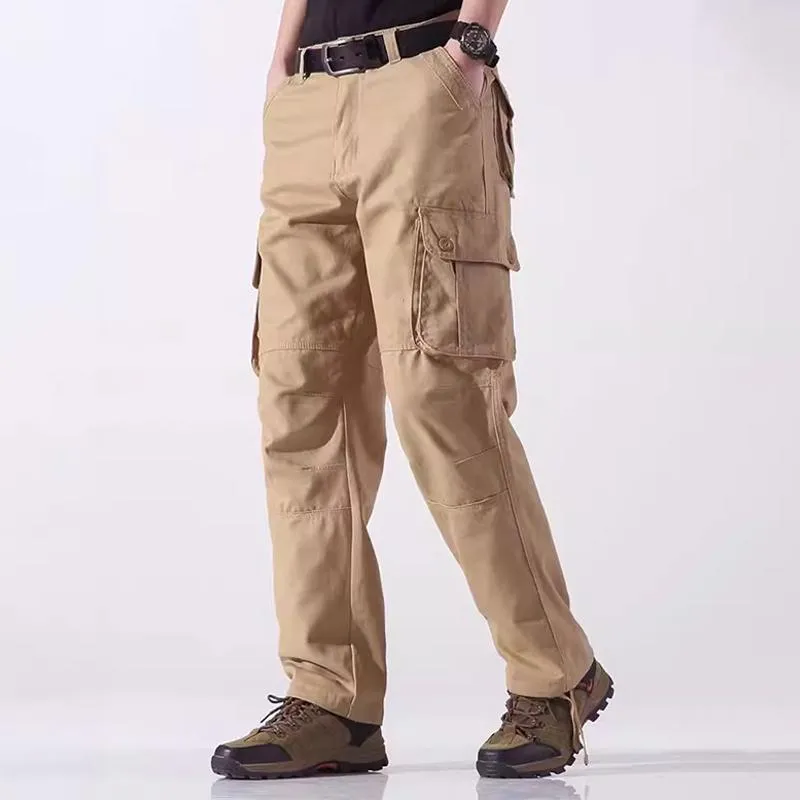 Men's Solid Color Cotton Multi-pocket Straight Cargo Pants 47376174Z sold by Manly product image thumbnail 2