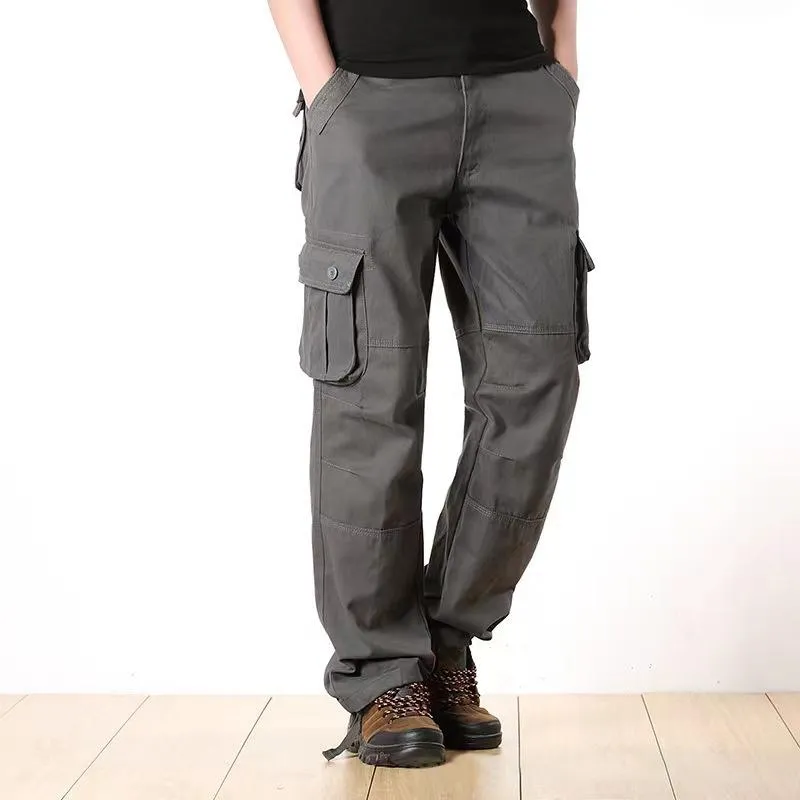 Men's Solid Color Cotton Multi-pocket Straight Cargo Pants 47376174Z sold by Manly product image thumbnail 4