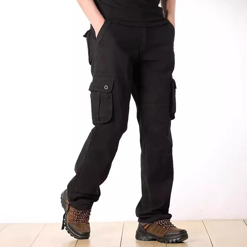 Men's Solid Color Cotton Multi-pocket Straight Cargo Pants 47376174Z sold by Manly product image thumbnail 3