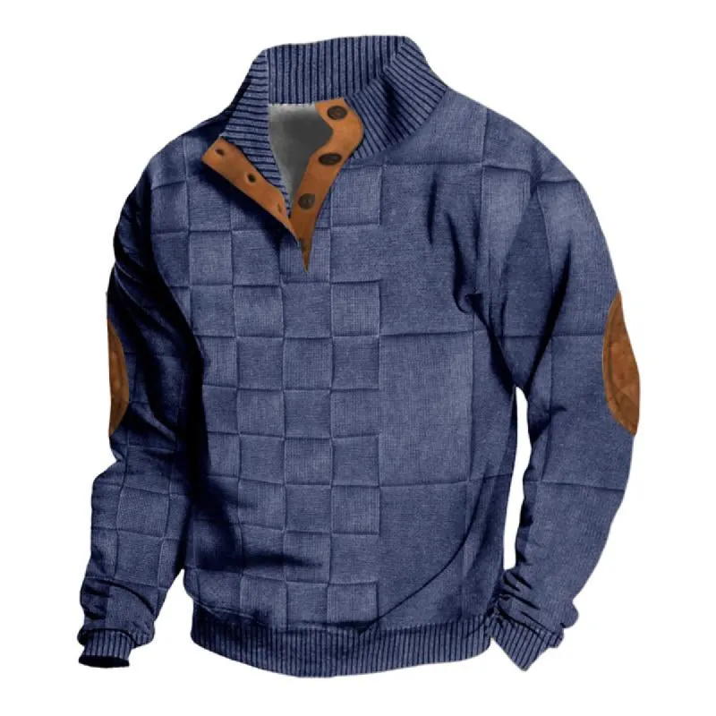 Men's Stand Collar Pullover Plaid Knitted Sweater 83419732X sold by Manly