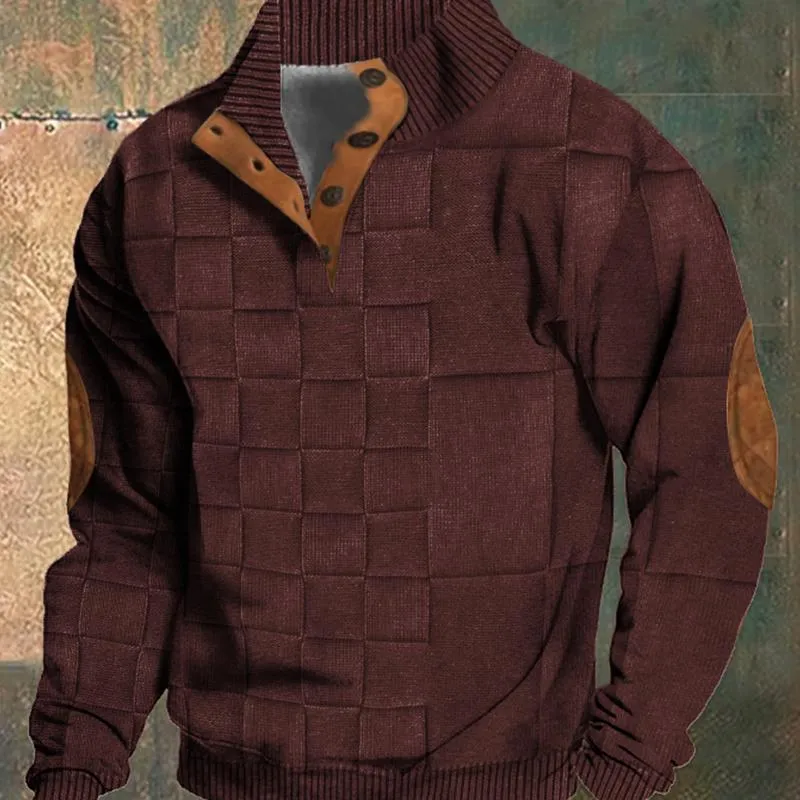 Men's Stand Collar Pullover Plaid Knitted Sweater 83419732X sold by Manly product image thumbnail 5