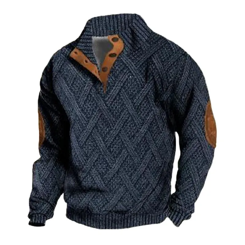 Men's Vintage Stand-collar Pullover Textured Knitted Sweater 34209960X sold by Manly