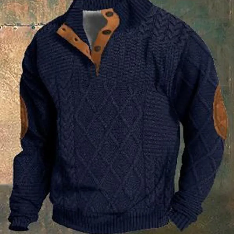 Men's Vintage Stand Collar Pullover Argyle Sweater 46087350X sold by Manly product image thumbnail 3