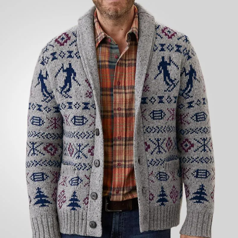 Men's Lapel Vintage Jacquard Single Breasted Knitted Cardigan 51896786M sold by Manly product image thumbnail 2