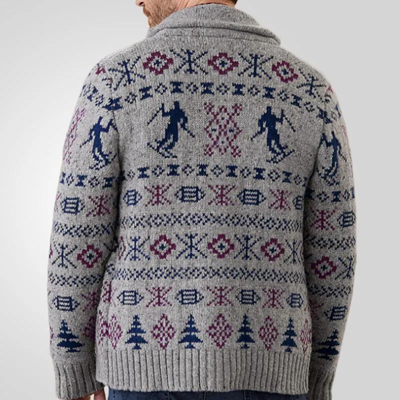 Men's Lapel Vintage Jacquard Single Breasted Knitted Cardigan 51896786M sold by Manly product image thumbnail 4